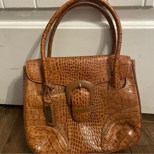 ANTONIO MELANI Crocodile-Embossed Brown Tote